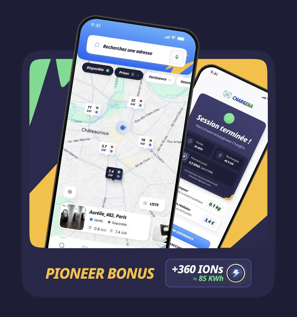 ChargEra application preview with mobiles and pioneer bonus